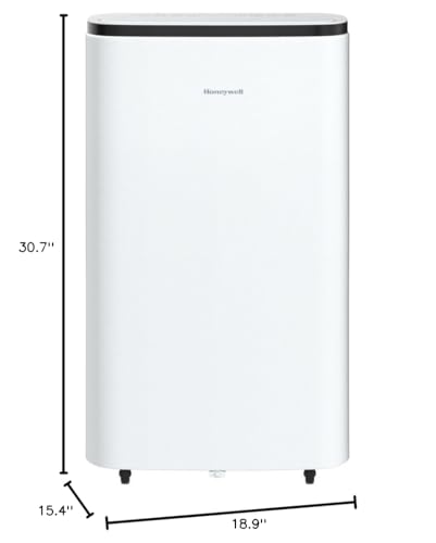 Honeywell 10,000 BTU Portable Air Conditioner for Bedroom, Living Room, Office, Kitchen, 115V, Cools Up To 450 Sq. Ft. with Remote Control, Dehumidifier and Fan, 24-hour Timer, White