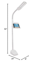 OttLite Dual Shade LED Standing Floor Lamp with Adjustable Stand - Wide Range of Illumination with Built-in 2.1A USB Charging Port and Flexible Neck - 4 Brightness Settings for Reading & Studying