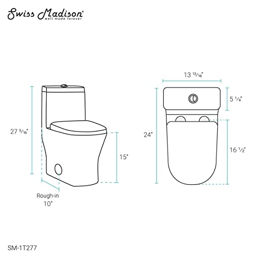 Swiss Madison Well Made Forever SM-1T277, Sublime II One-Piece Round Toilet, 10" Rough-In 1.1/1.6 gpf