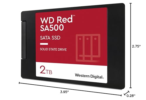 Western Digital 2TB WD Red SA500 NAS 3D NAND Internal SSD - SATA III 6 Gb/s, 2.5"/7mm, Up to 560 MB/s - WDS200T1R0A