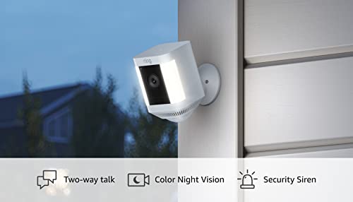 Like-New Ring Spotlight Cam Plus, Battery | Two-Way Talk, Color Night Vision, and Security Siren (2022 release) - White