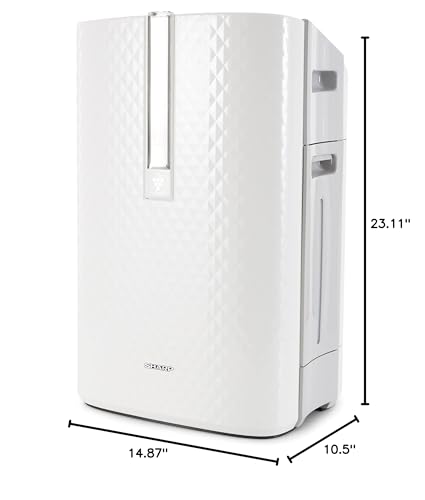 SHARP Air Purifier And Humidifier With Plasmacluster Ion Technology For Medium-Sized Rooms. Odor And True HEPA Filters For Dust, Smoke, Pollen, And Pet Dander May Last Up-To 5 years Each. KC850U.