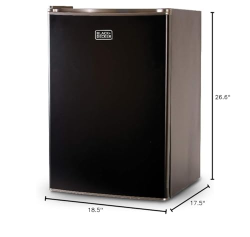 BLACK+DECKER BCRK25B Compact Refrigerator Energy Star Single Door Mini Fridge with Freezer, 2.5 Cubic Feet, Black