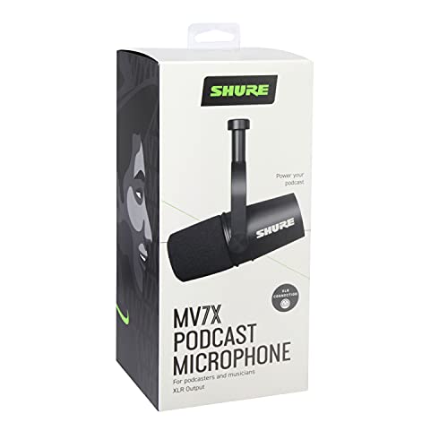 Shure MV7X Microphone - XLR Only Pro Quality Dynamic Mic for Podcasting & Vocal Recording, Voice-Isolating Technology, All Metal Construction, Mic Stand Compatible, Optimized Frequency - Black