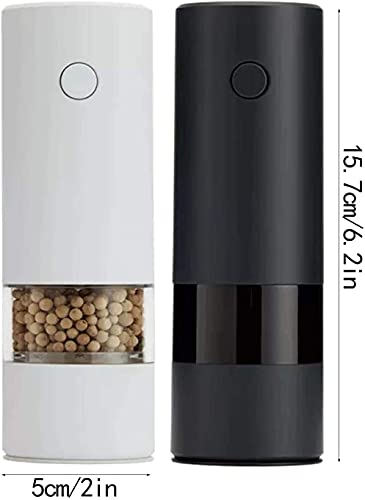 LEONYS Electric Pepper Grinder Set of 2, Automatic Salt and Pepper Mill Grinder, Battery Powered, 5 Gears Adjustable Coarseness