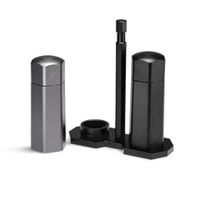 HexClad Tabletop Salt and Pepper Mill Set and Carrying Caddy Holder with Adjustable Coarseness Settings