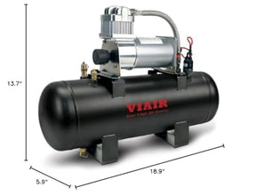 VIAIR 150 PSI High-Flow Air Source Kit | Portable On Board Air Compressor with 2 Gallon Tank for Truck, Air Horns, Suspension, Air Locker, Black