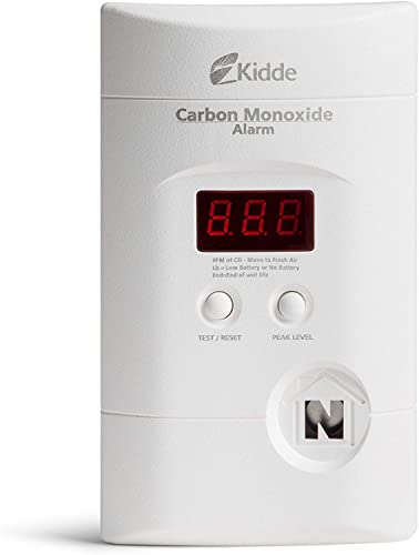 Kidde Carbon Monoxide Detector, Plug In Wall with 9-Volt Battery Backup, Digital LED Display - 4 Pack