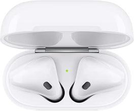 Apple AirPods (2nd Gen) Wireless Ear Buds + Lightning Charging Case + Lightning to USB Cable + 1 Year Limited Warranty