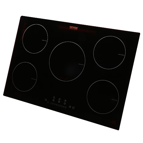 VEVOR Built-in Induction Electric Stove Top 30 Inch,5 Burners Electric Cooktop,9 Power Levels & Sensor Touch Control,Easy to Clean Ceramic Glass Surface,Child Safety Lock,240V