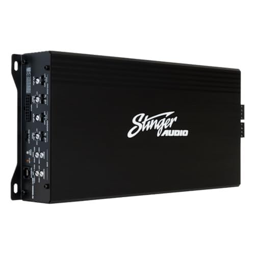 STINGER Audio MT-1000.5 1200 Watt RMS 5-Channel Car Audio Amplifier, Class D, Hexfet Mosfet, Crossover High-Pass/Low-Pass Filter, Subsonic Filter, Remote Subwoofer Bass Knob, Bass Boost Q