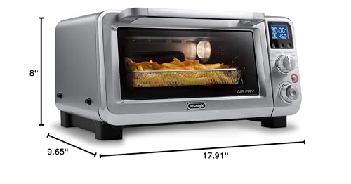 De'Longhi Air Fry Oven, Premium 9-in-1 Digital Air Fry Convection Toaster Oven, Grills, Broils, Bakes, Roasts, Keep Warm, Reheats, 1800-Watts + Cooking Accessories, Stainless Steel, 14L, EO141164M