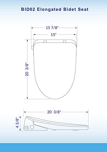 WOODBRIDGE Elongated Smart Bidet Toilet Seat, Electronic Advanced Self Cleaning, SoftClose Lid, Automatic Deodorization, Model: BID 02, WHITE, Model Number: BID-02