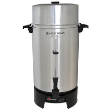 West Bend 33600 Coffee Urn Commercial Highly-Polished Aluminum NSF Approved Features Automatic Temperature Control Large Capacity with Fast Brewing and Easy Clean Up, 100-Cup, Silver