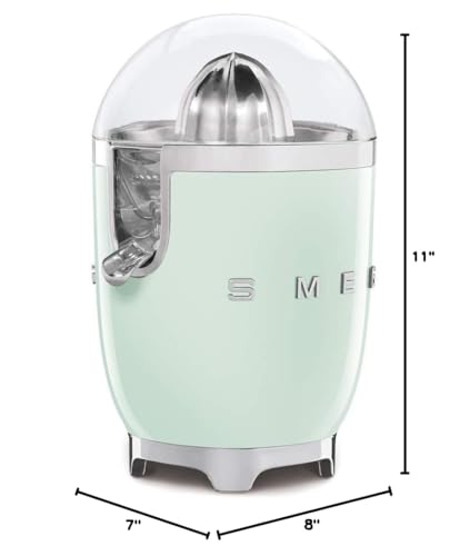 SMEG 50's Retro Style Citrus Juicer with Drip Free Spout, Automatic Activation, and Efficient Straining, Pastel Green CJF11PGUS