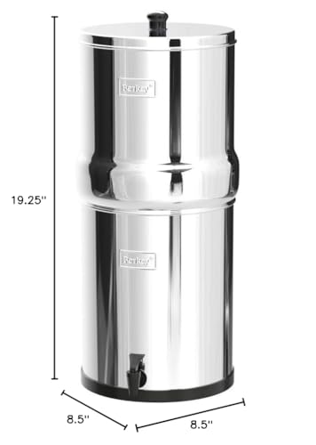 Big Berkey Gravity-Fed Stainless Steel Countertop Water Filter System 2.25 Gallon with 2 Authentic Black Berkey Elements BB9-2 Filters