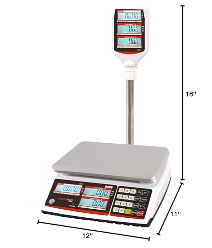 VisionTechShop TVP-60P Price Computing Scale with Pole Display, Lb/Oz/Kg, 60lb Capacity, 0.01lb Readability, NTEP Legal for Trade COC #19-038, NSF Certified