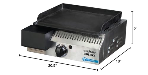 Camp Chef Sidekick Grill Accessory, Flat Top Griddle included, 14" cooking system compatible, Stainless/Black