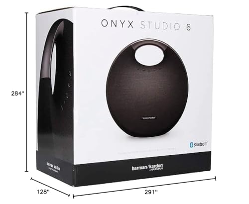 Harman Kardon Onyx Studio 6 Wireless Bluetooth Speaker - IPX7 Waterproof Extra Bass Sound System with Rechargeable Battery and Built-in Microphone - Black