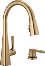 Delta Faucet Lenta Gold Kitchen Faucet, Soap Dispenser Included, Kitchen Sink Faucet, Gold Faucet for Kitchen Sink with Magnetic Docking Spray Head, Champagne Bronze 19802Z-CZ-DST