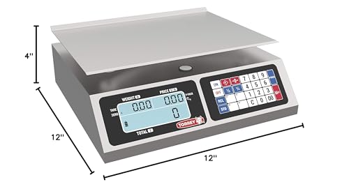 TORREY LPC40L Electronic Price Computing Scale, Rechargeable Battery, Stainless Steel Construction, 100 Memories, 8 Direct Access Keys , 40 lb