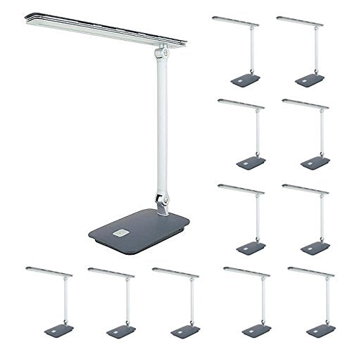 LEDwholesalers 3-Level Dimmable Touch Switch Folding LED Desk Lamp 7 Watt, Case of 12 Lamps, White, #2403WHx12 (Case Quantity (12 Lamps))