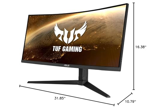 ASUS TUF 34 Inch Curved Gaming Monitor - WQHD (3440x1440), 165Hz, 1ms, Extreme Low Motion Blur, FreeSync Premium, Eye Care, Height Adjustable, DisplayHDR 400, DisplayPort, HDMI, USB - VG34VQL1B