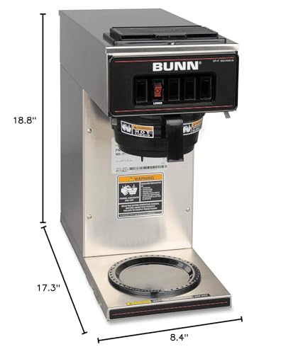 BUNN 13300.0001 VP17-1SS Pourover Coffee Brewer with 1-Warmer, Stainless Steel, Silver, Standard