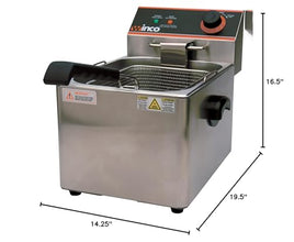 Winco EFS-16 Deep Fryer, electric, countertop single well, Silver, 16.14 x 9.65 x 13.58 inches