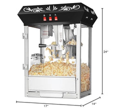 Great Northern Popcorn Black 8 oz. Ounce Foundation Movie Theater Style Popcorn Machine Top