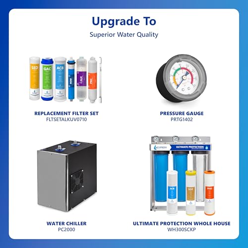 EXPRESS WATER UV Reverse Osmosis Water Filtration System – 11 Stage UV Water Filter with Faucet and Tank – Under Sink Water Filter with Alkaline Filter for added Essential Minerals 100 GDP