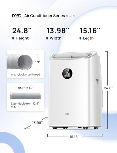 Dreo Portable Air Conditioners, 10,000 BTU Air Conditioner for Bedroom with Drainage-free Cooling, 45dB Quiet, APP/Voice/Remote, 24h Timer with Fan & Dehumidifier, Smart AC Unit for Room Indoors