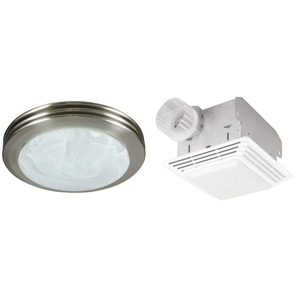 HUNTER 90053z Saturn Decorative Bathroom Ventilation Exhaust Fan and Light, 80 CFM, Brushed Nickel & Broan-NuTone 678 Ventilation Fan and Light Combo for Bathroom and Home, 100 Watts, 50 CFM