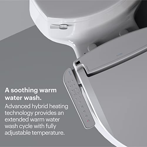 Brondell LT89 Electric Bidet Toilet Seat, Fits Round Toilets, White – Side Arm Control, Warm Water Wash, Strong Wash Mode, Stainless-Steel Nozzle, Nightlight and Easy Installation