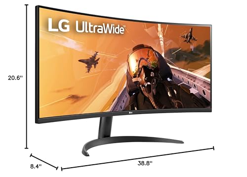 LG 34WP60C-B 34-Inch 21:9 Curved UltraWide QHD (3440x1440) Gaming Computer Monitor with 160Hz sRGB 99% Color Gamut and HDR 10, AMD FreeSync Premium and 3-Side Virtually Borderless Screen Tilt,Black