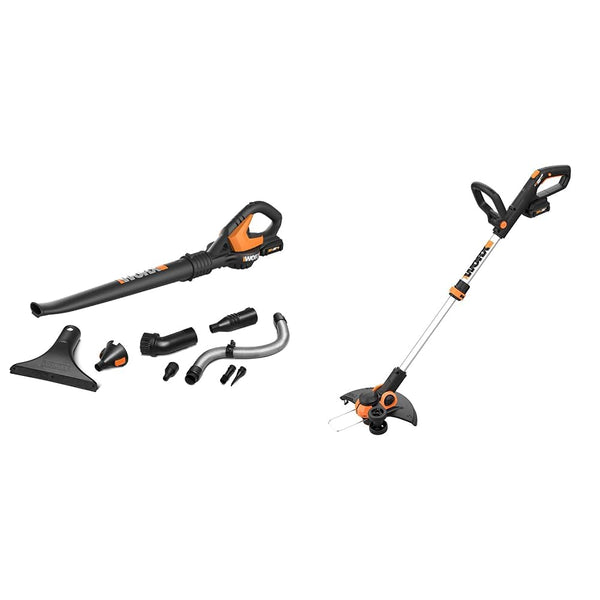 WORX WG545.1 20V Power Share AIR Cordless Leaf Blower & Sweeper & String Trimmer Cordless 3.0 20V PowerShare 12" Edger & Weed Trimmer (2 Batteries & Charger Included) WG163