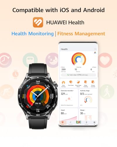 HUAWEI Watch GT 5 46mm Smartwatch, up to 14 Days Battery Life, All New Running and Cycling Sports Smart Watch, Sharp Edged Design, Health Tracking, Compatible with iOS and Android, Black.