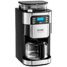 VEVOR Coffee Maker with Grinder, 12 Cup Coffee Machine, Grind and Brew Coffee Maker with 3 Brew Strength Control, 24-Hour Timer for Auto Brew, for Home Office Restaurant