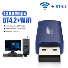 WEIWO Compatible 4.2 Dongle 1300Mbps for PC Desktop Laptop 5GHz +2.4G Network Adapter Card