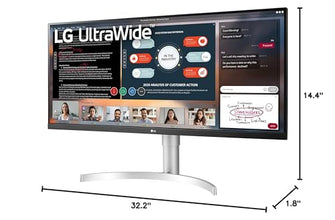 LG 34WN650-W UltraWide Monitor 34-Inch 21:9 FHD (2560 x 1080) IPS Display VESA DisplayHDR 400 AMD FreeSync 3-Side Virtually Borderless Design - Silver