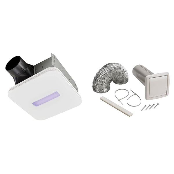 Broan-NuTone AR110LKVV SurfaceShield Vital Vio Powered Exhaust Vent LED White Light & Violet Light, 110 CFM, White & Available NuTone WVK2A Flexible Wall Ducting Kit for Ventilation Fans, 4-Inch