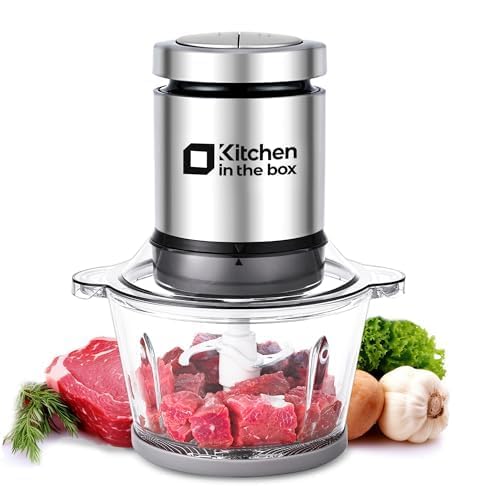 Kitchen in the box Mini Food Processors,400W Powerful Mini Meat Grinder & Food Chopper,Electric Vegetable Chopper with One 3 Cup Bowl & S Blades for Meat/Fish/Vegetable/Baby Food,3cup(1bowl)