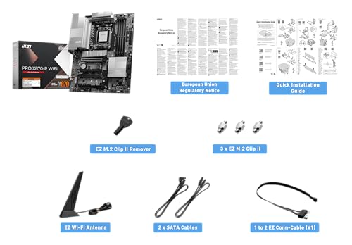 MSI PRO X870-P WiFi ProSeries Motherboard (AMD Ryzen 9000/8000/7000 Series Processors, AM5, DDR5, PCIe 5.0, M.2 Gen5, SATA 6Gb/s, USB 40Gbps, HDMI/DP, Wi-Fi 7, Bluetooth 5.4, 5Gbps LAN, ATX)