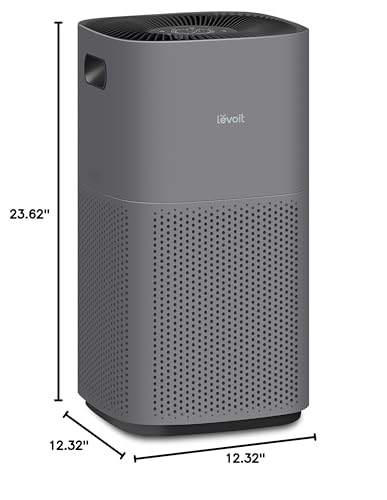 LEVOIT Air Purifiers for Home Large Room Up to 3175 Sq. Ft with Smart WiFi, PM2.5 Monitor, HEPA Sleep Mode, 3-in-1 Filter for Smoke, Pet Allergies, Dust and Odor, Alexa Control, Core 600S-P, Gray