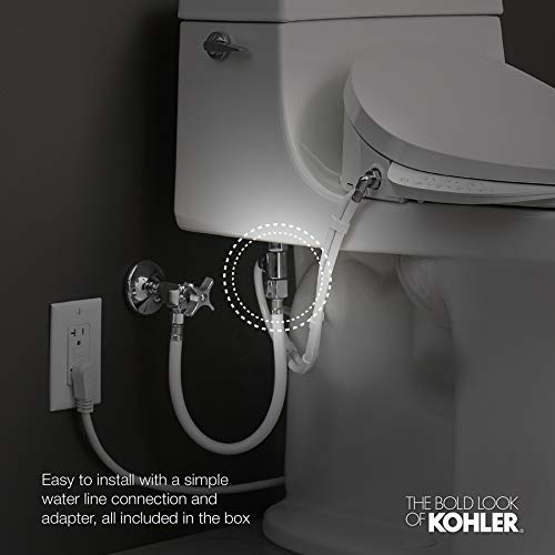 KOHLER 8298-0 PureWash E590 Elongated Bidet Toilet Seat, Heated Bidet, Bidets for Existing Toilets, Nightlight, Self-Cleaning Nozzle, White