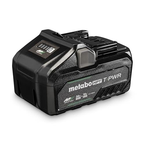 Metabo HPT T-PWR 36V/18V MultiVolt™ High Performance Tabless Battery, Longer Run Times, 40 Minute Charging Time, 8.0Ah/18V – 4.0Ah/36V, 381991M