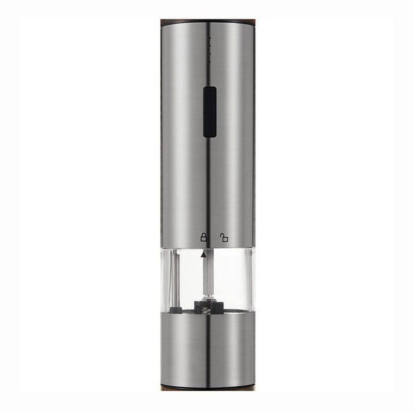 XARONF Electric Salt and Pepper Grinder, with USB Cable, Power Adapter, Automatic Tact Switch Operation, Adjustable Coarseness, Stainless Steel (Color : Silver)