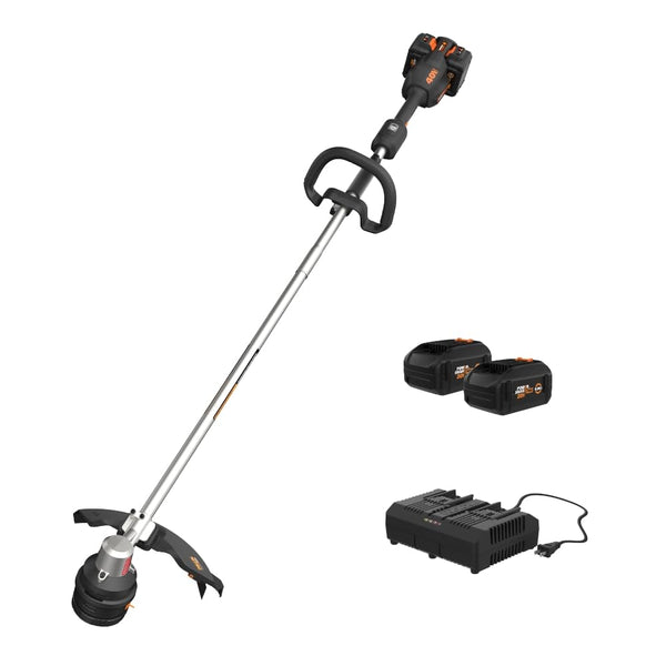 Worx Nitro 40V 15" Cordless String Trimmer with Brushless Motor, Powerful Grass Trimmer with Dual-Exit Bump-Feed Head, Lightweight Weed Trimmer Easy-Load Spool Head – Batteries & Charger Included