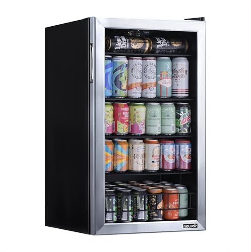 NewAir Beverage Refrigerator Cooler - 126 Cans Free Standing with Right Hinge Glass Door, Mini Fridge Beverage Organizer Perfect For Beer, Wine, Soda, And Cooler Drinks