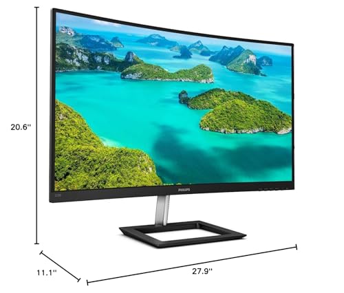 Philips 328E1CA 32" Curved Monitor, 4K UHD, 120% SRGB, Adaptive-Sync, Speakers, VESA, 4Yr Advance Replacement Warranty